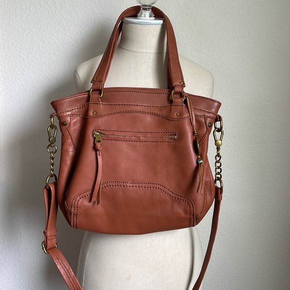 The Sak Handbags - The Sak brown leather shoulder crossbody strap bag with pockets